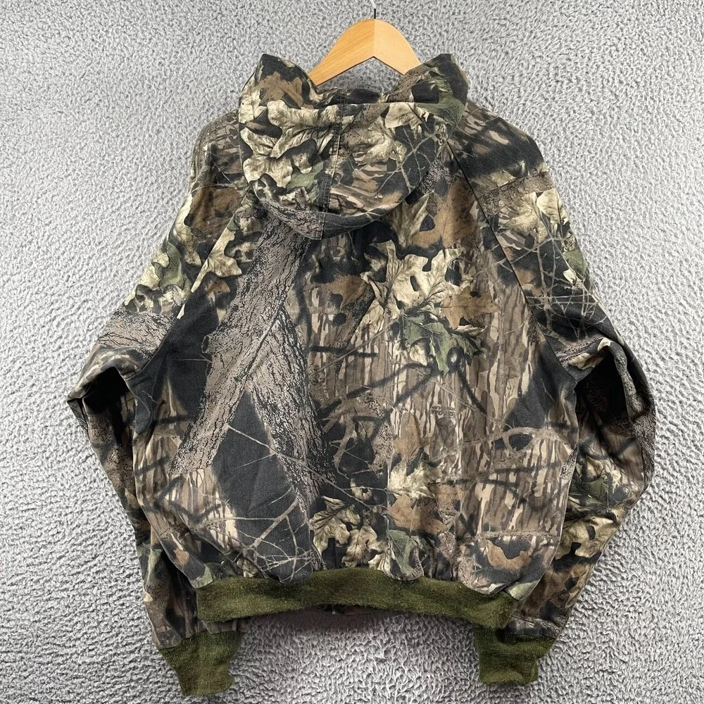 Vintage Mossy Oak Fits Large Hunting Camo Snap Up Jacket Long Sleeve Outdoor USA